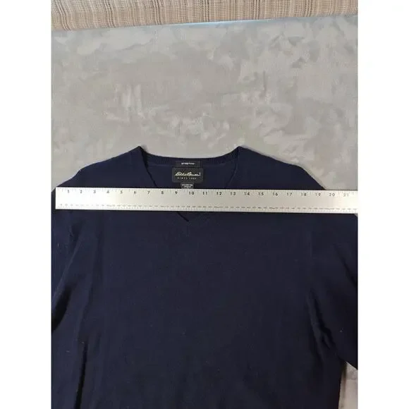 Eddie Bauer Navy Blue Long Sleeve V-Neck Sweater Size Xl - Picture 4 of 5